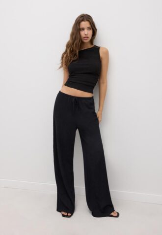 Straight-Leg Creased-Effect Trousers