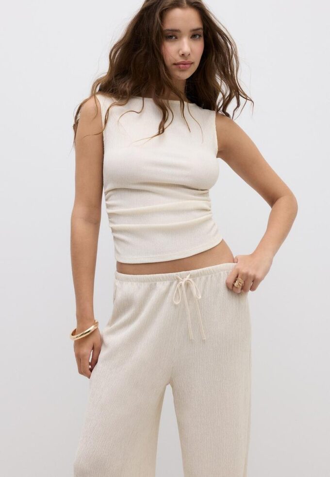 Straight-Leg Creased-Effect Trousers