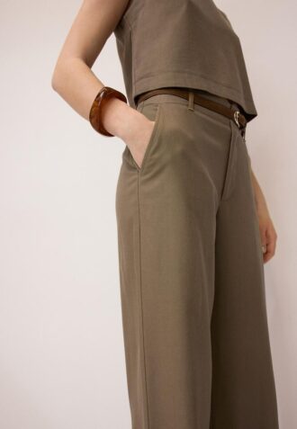 Straight-Leg Linen-Effect Trousers with Belt