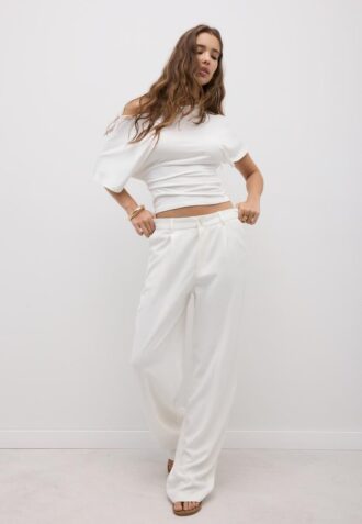 Straight-Leg Linen-Look Trousers