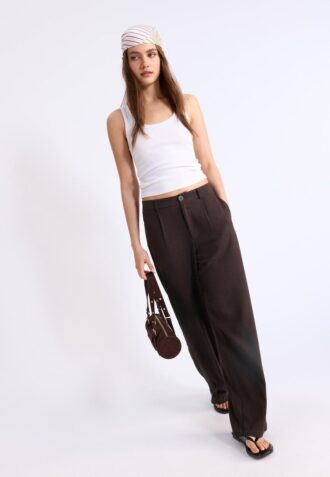Straight-Leg Linen-Look Trousers