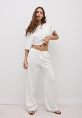 Straight-Leg Linen-Look Trousers