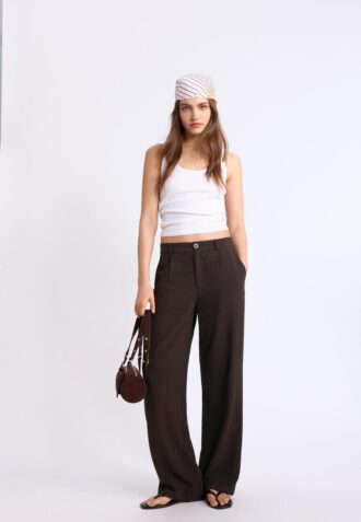 Straight-Leg Linen-Look Trousers