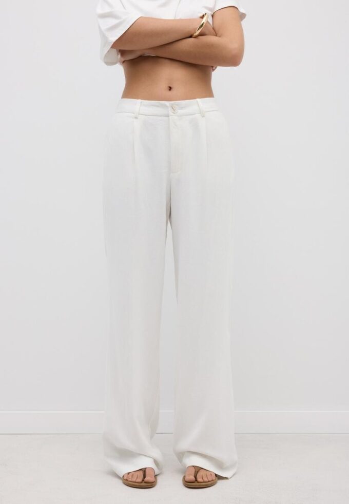 Straight-Leg Linen-Look Trousers Straight-Leg Linen-Look Trousers