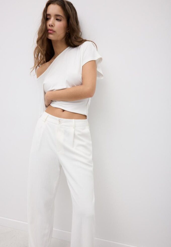 Straight-Leg Linen-Look Trousers Straight-Leg Linen-Look Trousers