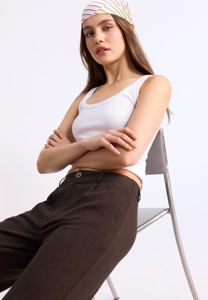 Straight-Leg Linen-Look Trousers Straight-Leg Linen-Look Trousers