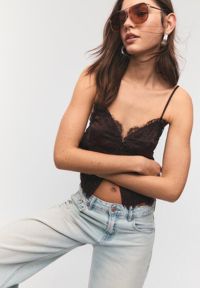 Strappy Satin Lace Top Strappy Satin Lace Top