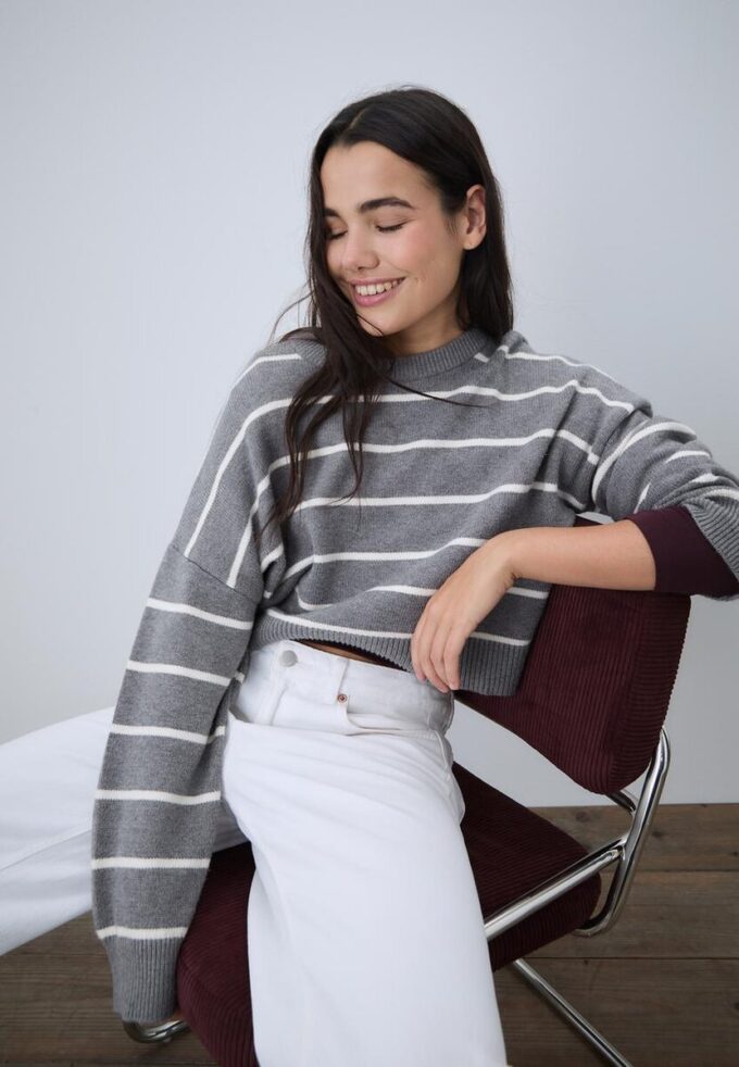Striped Cropped Knit Sweater Striped Cropped Knit Sweater