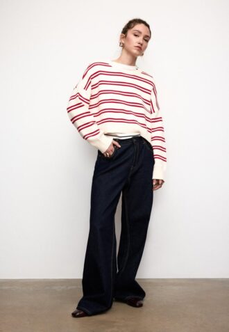 Striped Cropped Knit Sweater