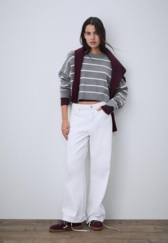 Striped Cropped Knit Sweater Striped Cropped Knit Sweater