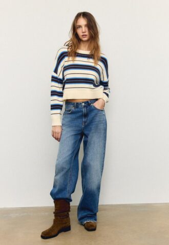 Striped Cropped Knit Sweater Striped Cropped Knit Sweater