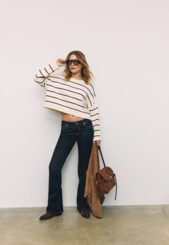 Striped Cropped Knit Sweater