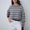 Striped Cropped Knit Sweater Striped Cropped Knit Sweater