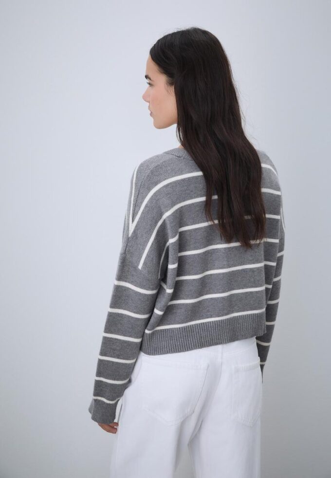 Striped Cropped Knit Sweater Striped Cropped Knit Sweater