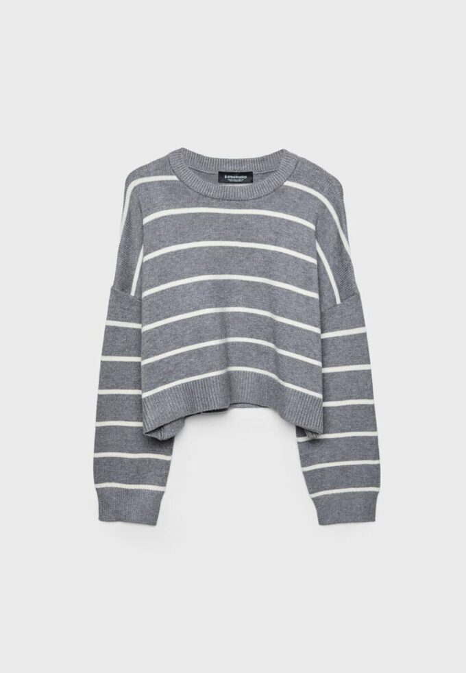 Striped Cropped Knit Sweater Striped Cropped Knit Sweater