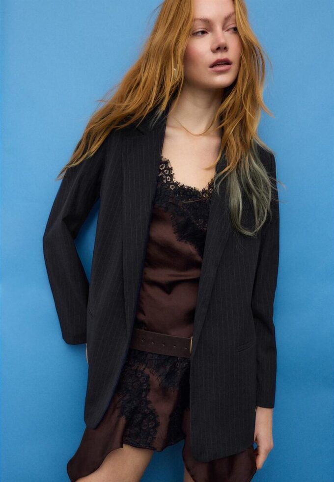 Striped Open Blazer
