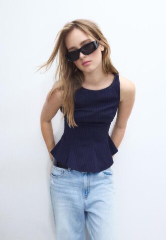 Striped Sleeveless Peplum Top
