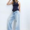 Striped Sleeveless Peplum Top Striped Sleeveless Peplum Top