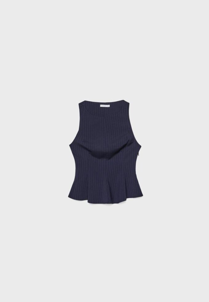 Striped Sleeveless Peplum Top Striped Sleeveless Peplum Top
