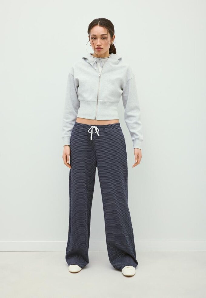 Striped Wide-Leg Jogger Trousers