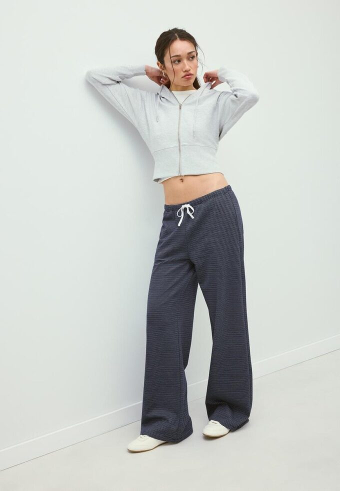 Striped Wide-Leg Jogger Trousers