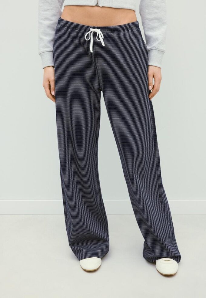 Striped Wide-Leg Jogger Trousers
