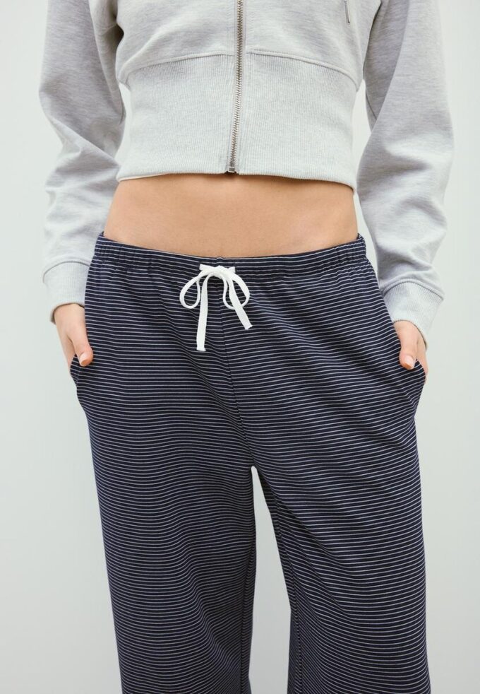 Striped Wide-Leg Jogger Trousers