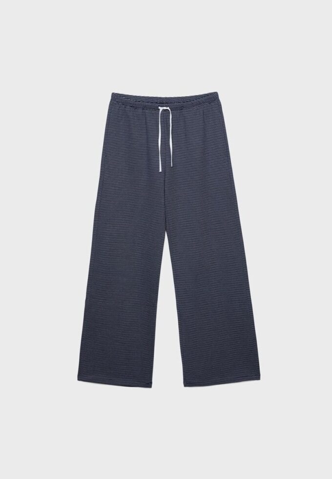 Striped Wide-Leg Jogger Trousers