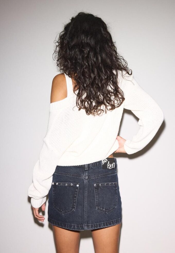 Studded Denim Skirt