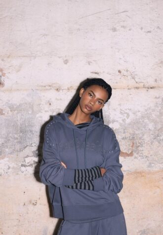 Studded Embroidered Hooded Sweatshirt