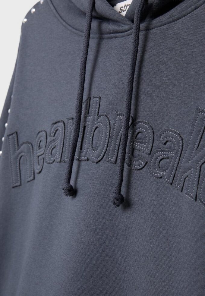 Studded Embroidered Hooded Sweatshirt