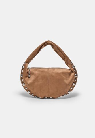 Studded Faux Suede Shoulder Bag