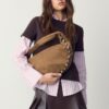 Studded Faux Suede Shoulder Bag