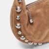 Studded Faux Suede Shoulder Bag