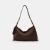 Studded Flat Shoulder Bag, 100% Leather