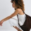 Studded Flat Shoulder Bag, 100% Leather