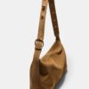 Studded Flat Shoulder Bag, 100% Leather