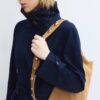 Studded Flat Shoulder Bag, 100% Leather