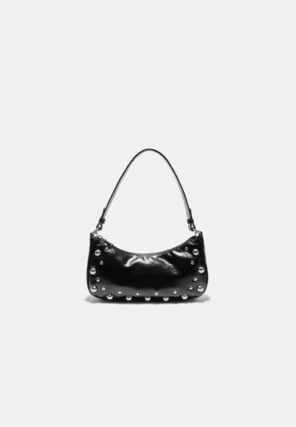 Studded Half-Moon Shoulder Bag