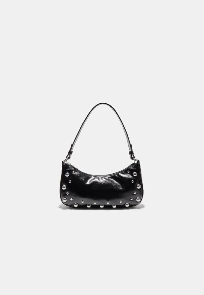 Studded Half-Moon Shoulder Bag