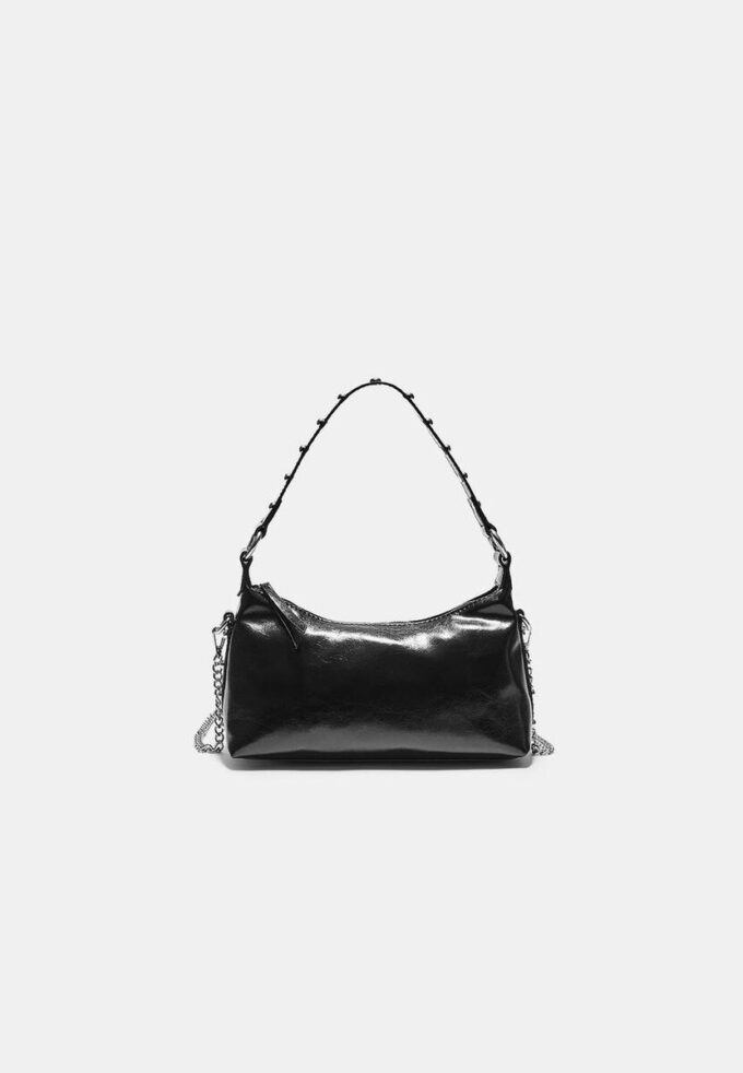 Studded Half-Moon Shoulder Bag