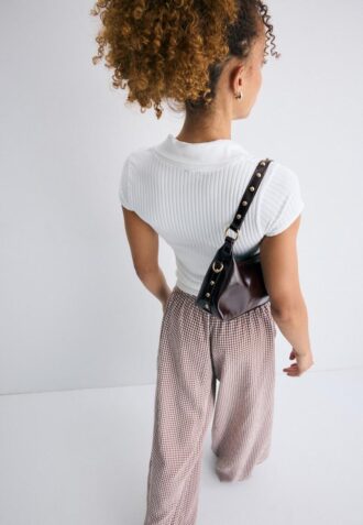 Studded Half-Moon Shoulder Bag