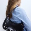 Studded Half-Moon Shoulder Bag