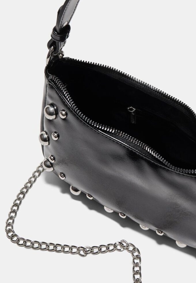 Studded Half-Moon Shoulder Bag