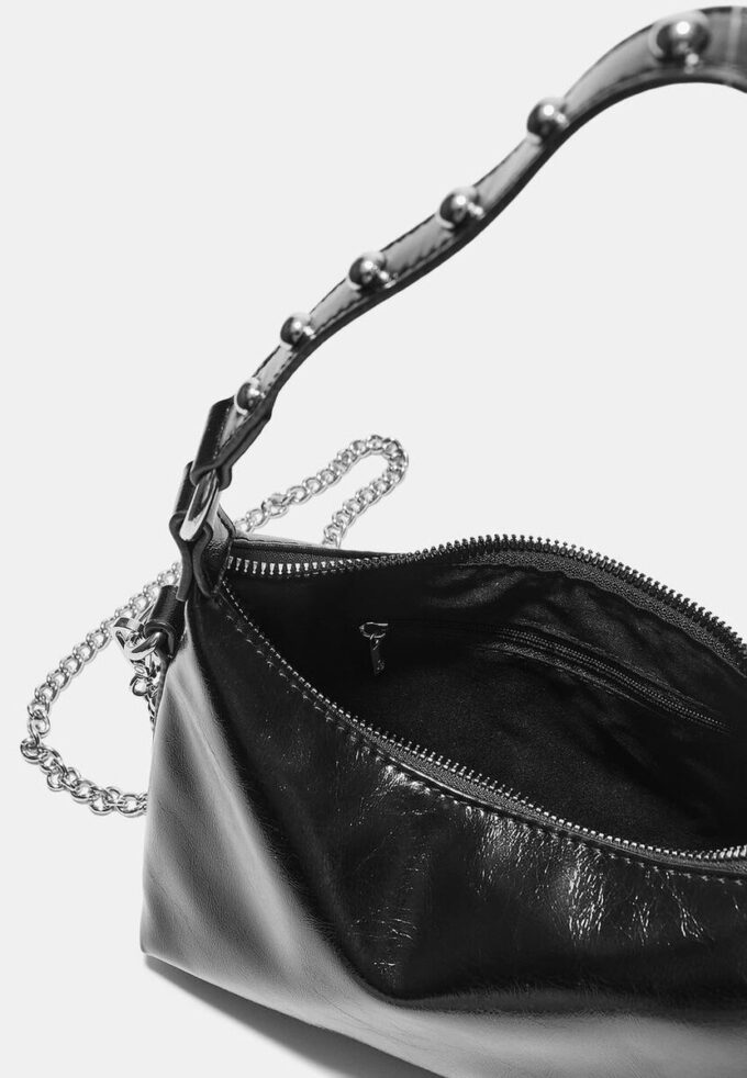 Studded Half-Moon Shoulder Bag