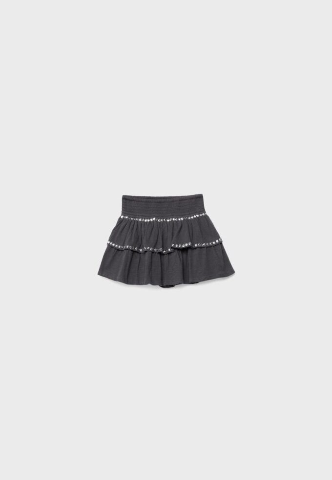 Studded Ruffled Mini Skirt