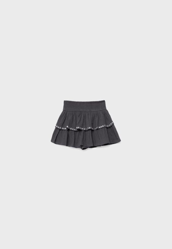 Studded Ruffled Mini Skirt