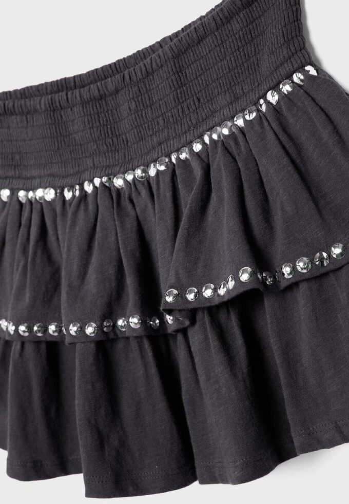 Studded Ruffled Mini Skirt