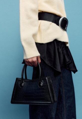 Trapeze Shoulder Bag with Coconut Effect