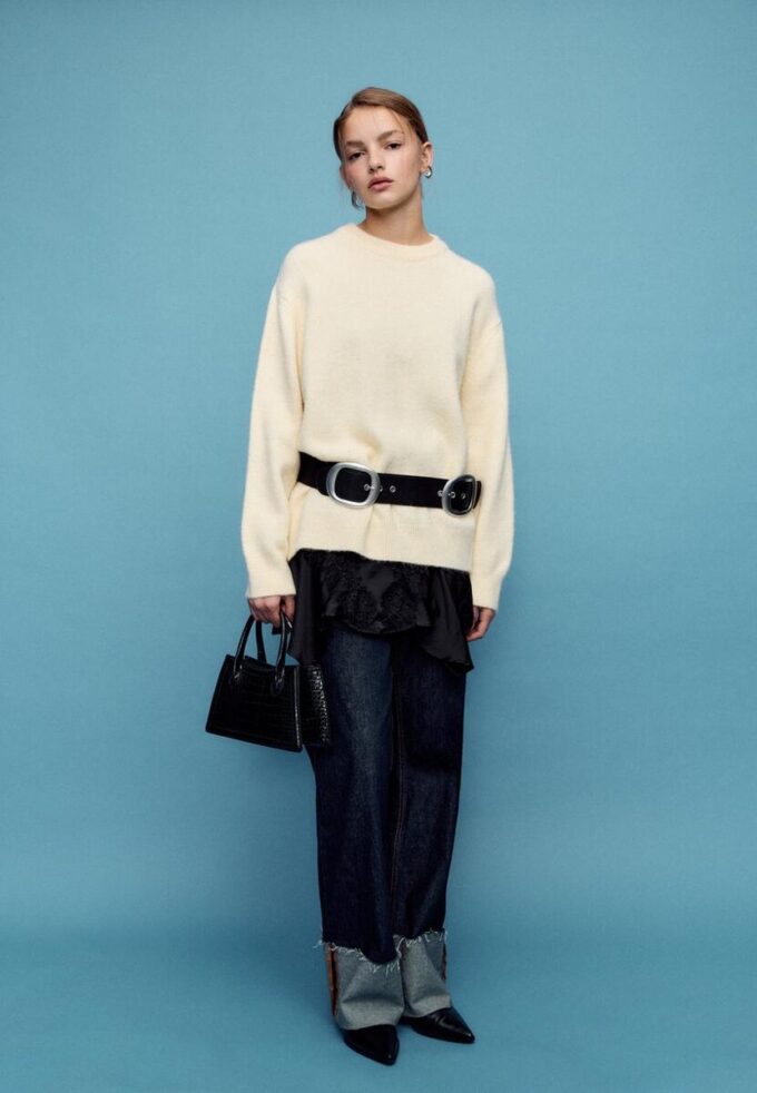 Trapeze Shoulder Bag with Coconut Effect